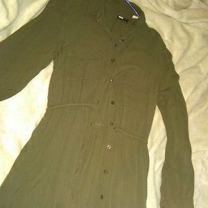Green button up dress